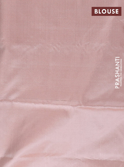 Banana pith saree violet and peach shade with thread woven buttas and simple border