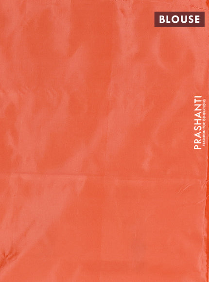 Banana pith saree navy blue and peach orange with thread woven buttas and simple border