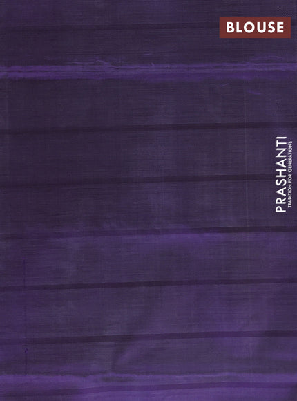 Banana pith saree beige and violet with allover checked pattern and piping border