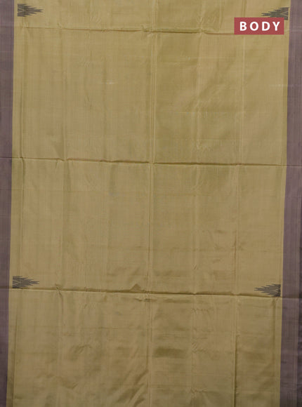 Banana pith saree beige and deep jamun with thread woven buttas and simple border