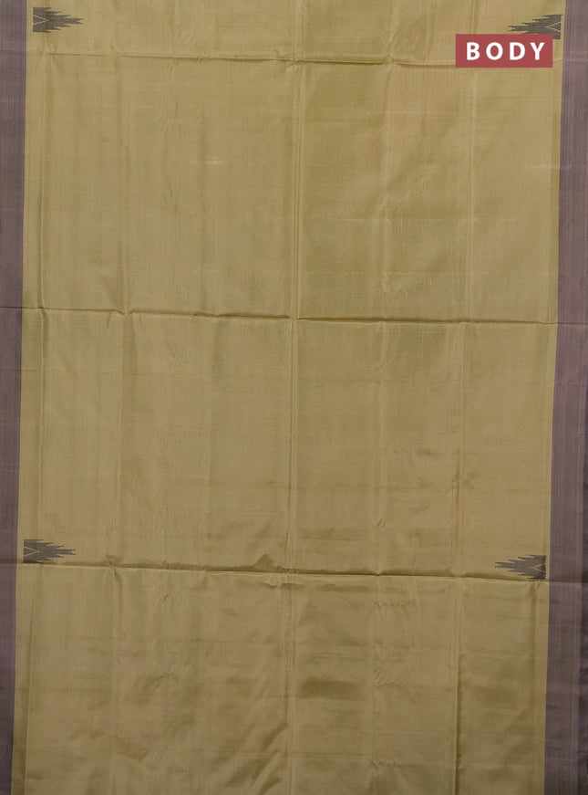 Banana pith saree beige and deep jamun with thread woven buttas and simple border