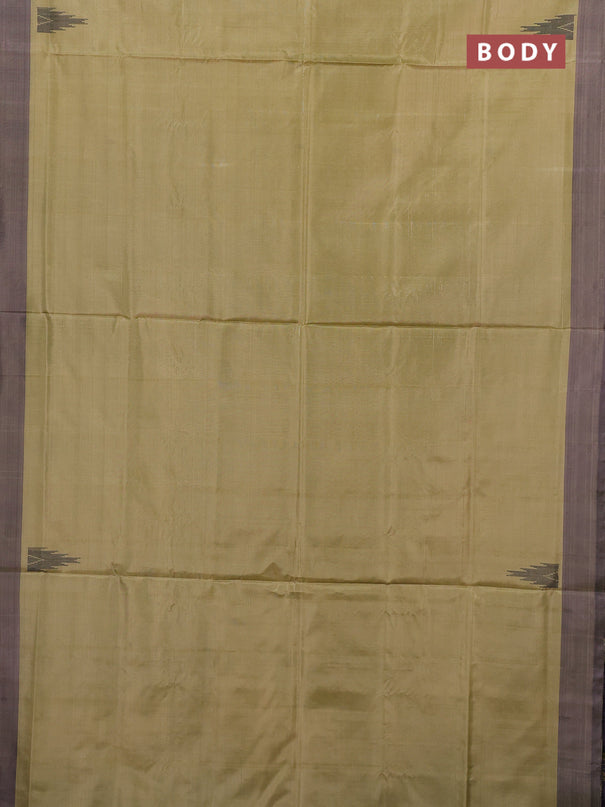 Banana pith saree beige and deep jamun with thread woven buttas and simple border