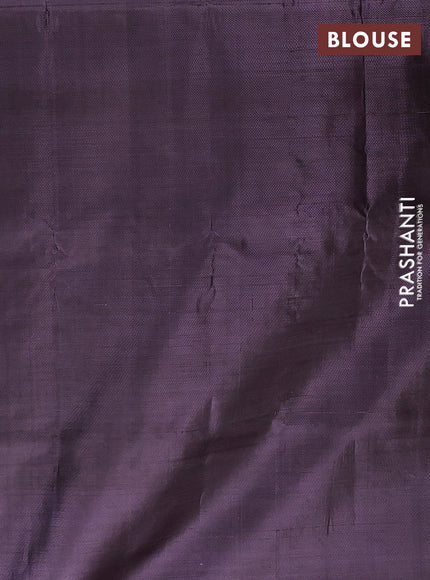 Banana pith saree beige and deep jamun with thread woven buttas and simple border