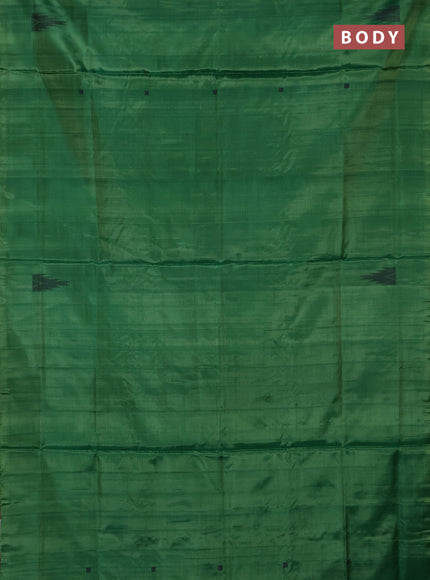 Banana pith saree green and pink with thread woven buttas in borderless style