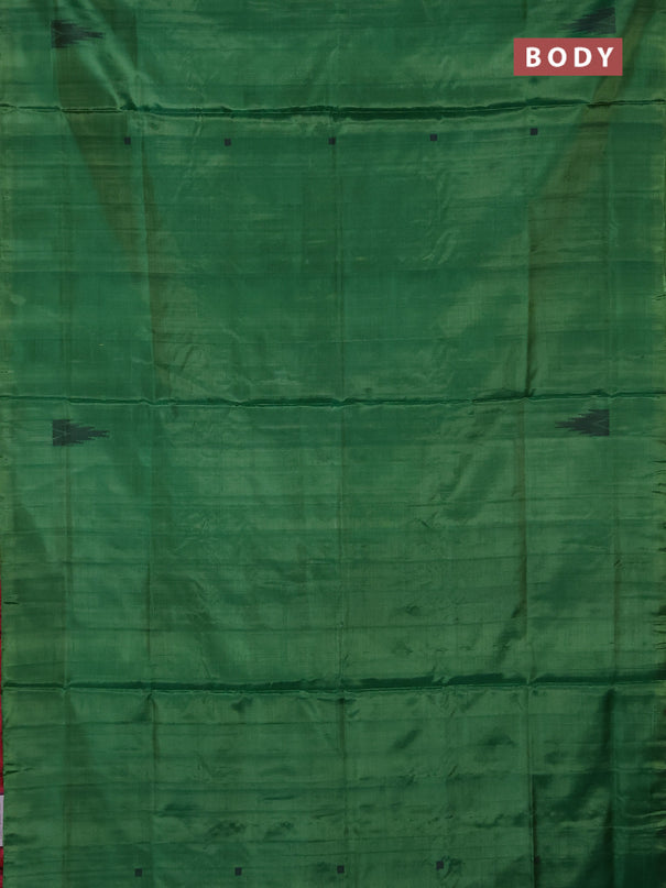 Banana pith saree green and pink with thread woven buttas in borderless style