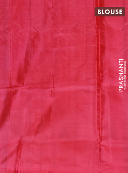 Banana pith saree green and pink with thread woven buttas in borderless style