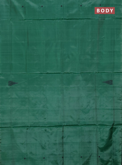 Banana pith saree green and sandal with thread woven buttas in borderless style
