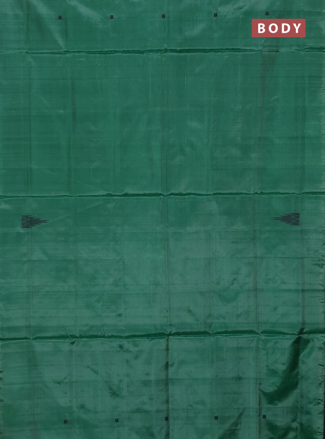 Banana pith saree green and sandal with thread woven buttas in borderless style