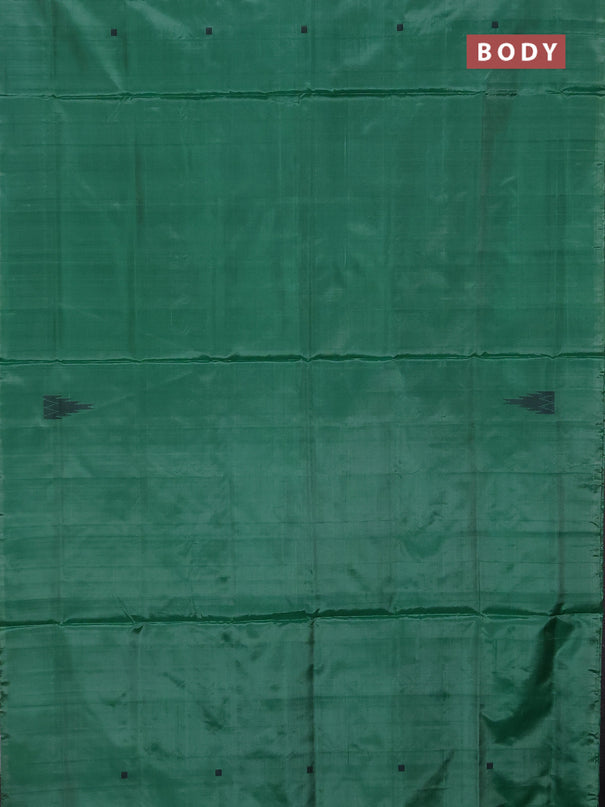 Banana pith saree green and sandal with thread woven buttas in borderless style