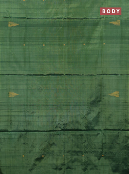 Banana pith saree green and pink with thread woven buttas in borderless style