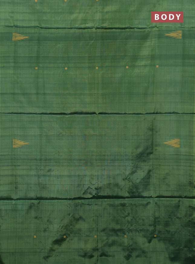 Banana pith saree green and pink with thread woven buttas in borderless style