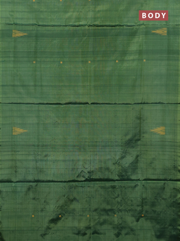 Banana pith saree green and pink with thread woven buttas in borderless style