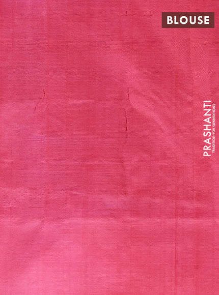 Banana pith saree green and pink with thread woven buttas in borderless style