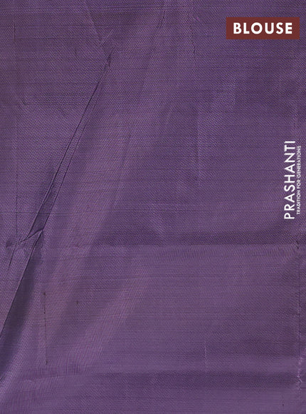 Banana pith saree cs blue and wine shade with thread woven buttas in borderless style