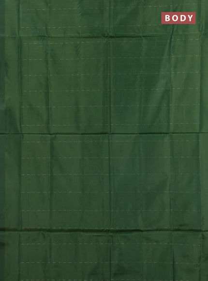Banana pith saree green shade and pink with thread woven buttas in borderless style