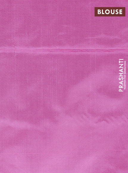 Banana pith saree green shade and pink with thread woven buttas in borderless style