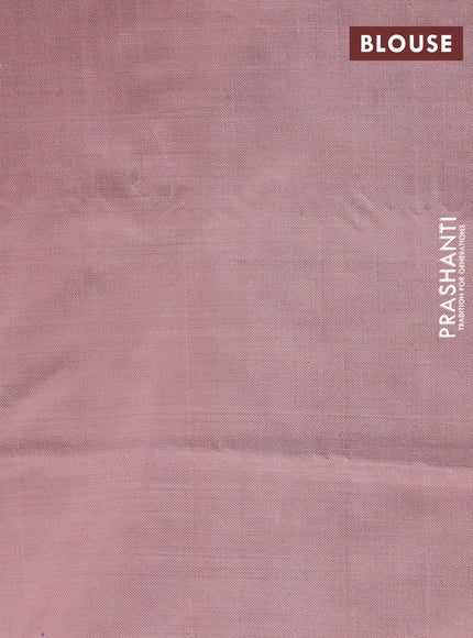 Banana pith saree cs blue and dark peach with thread woven buttas in borderless style