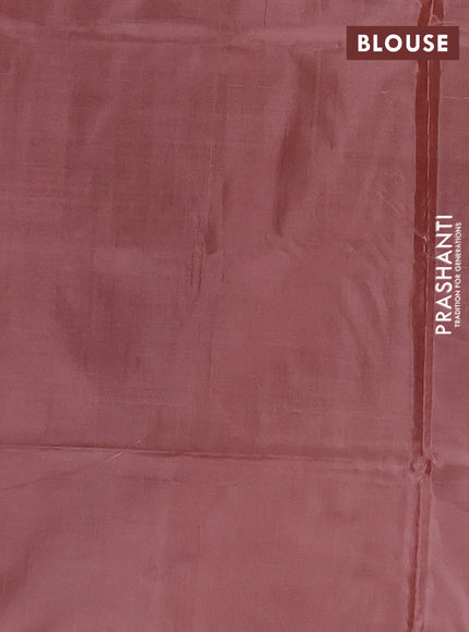 Banana pith saree cs blue and dark peach with thread woven buttas in borderless style
