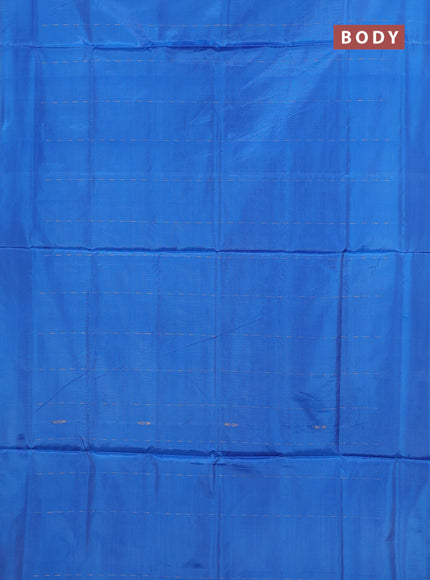 Banana pith saree blue and deep purple with thread woven buttas in borderless style