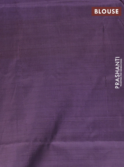 Banana pith saree blue and deep purple with thread woven buttas in borderless style