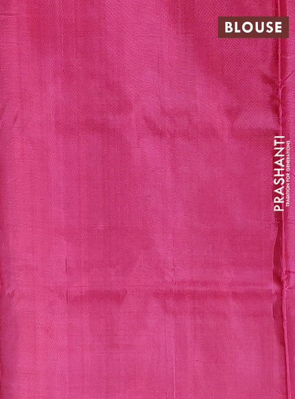 Banana pith saree mehendi green and peach pink with thread woven buttas in borderless style