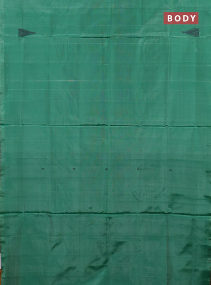 Banana pith saree green and mustard yellow with thread woven buttas in borderless style