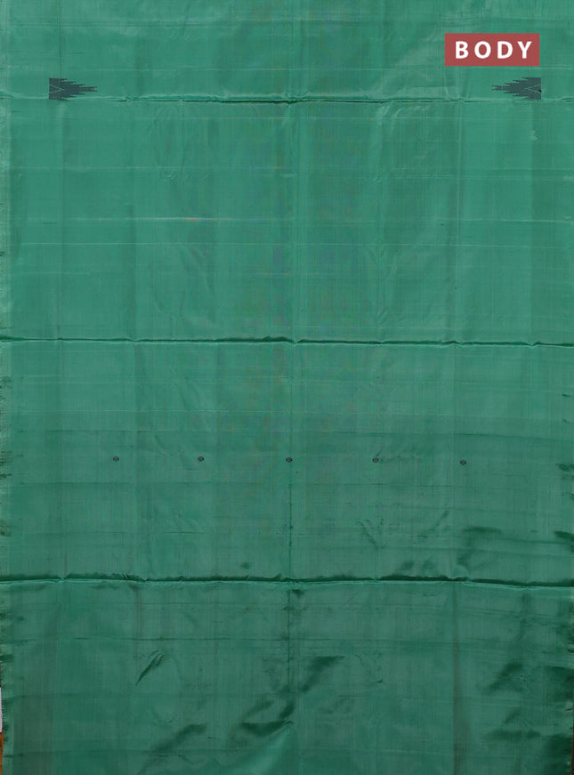 Banana pith saree green and mustard yellow with thread woven buttas in borderless style