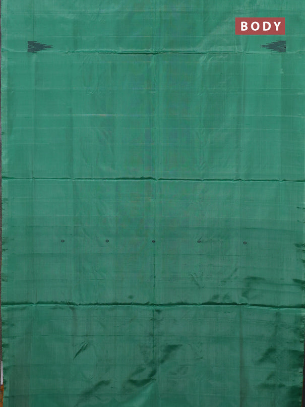 Banana pith saree green and mustard yellow with thread woven buttas in borderless style