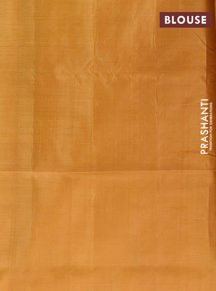 Banana pith saree green and mustard yellow with thread woven buttas in borderless style