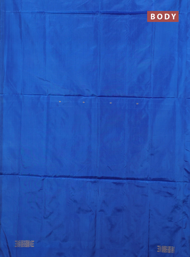 Banana pith saree cs blue and lavender with thread woven buttas and simple border
