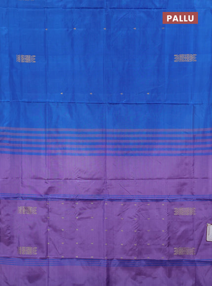 Banana pith saree cs blue and lavender with thread woven buttas and simple border