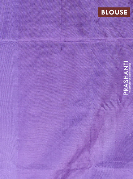 Banana pith saree cs blue and lavender with thread woven buttas and simple border