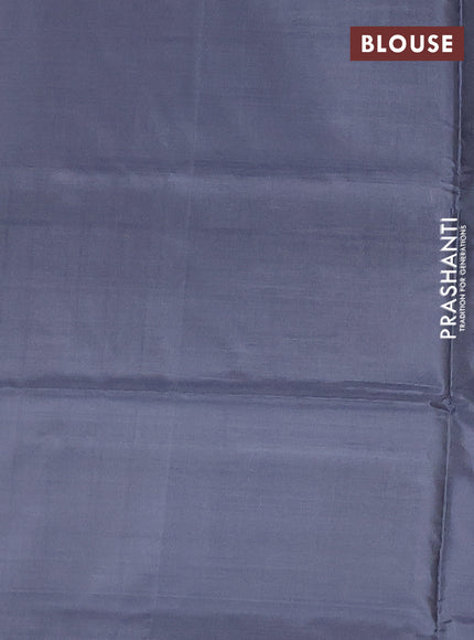 Banana pith saree maroon and grey with thread woven buttas in borderless style