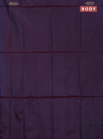 Banana pith saree purple and pale orange with thread woven buttas in borderless style
