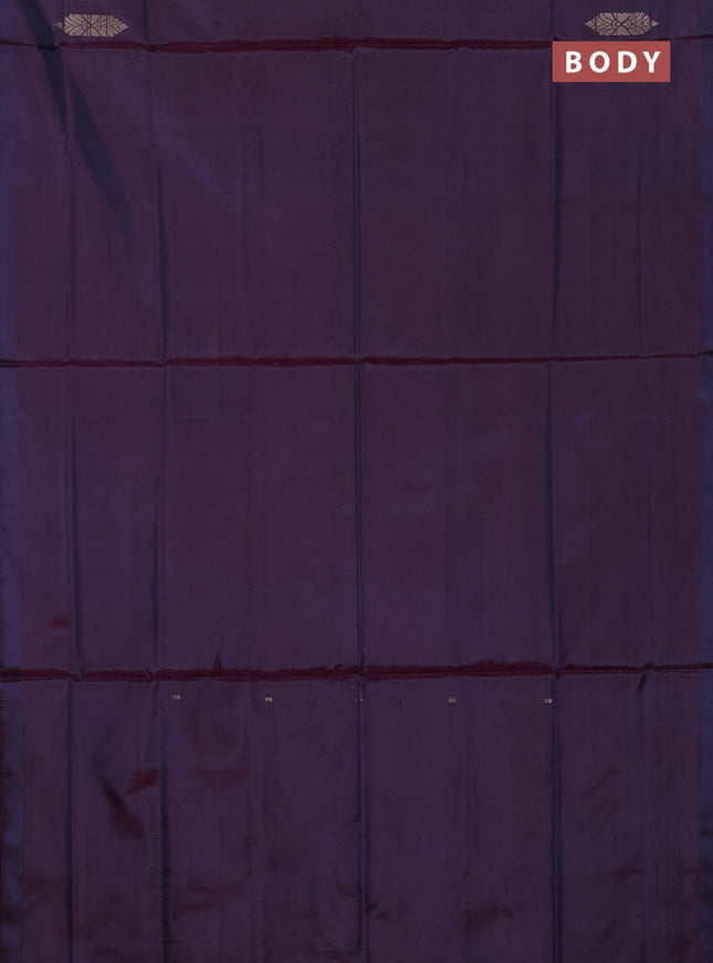 Banana pith saree purple and pale orange with thread woven buttas in borderless style