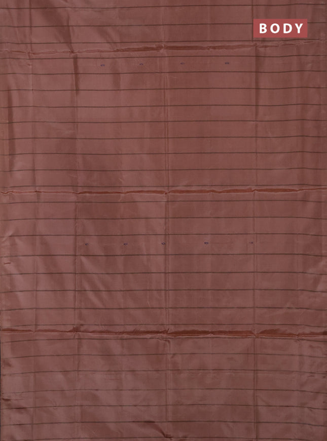 Banana pith saree peach shade and pastel purple with allover stripe pattern in borderless style