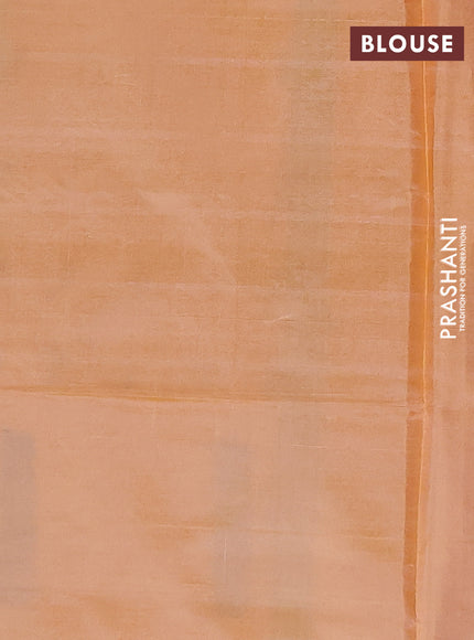 Banana pith saree red and pale orange with allover checked pattern in borderless style