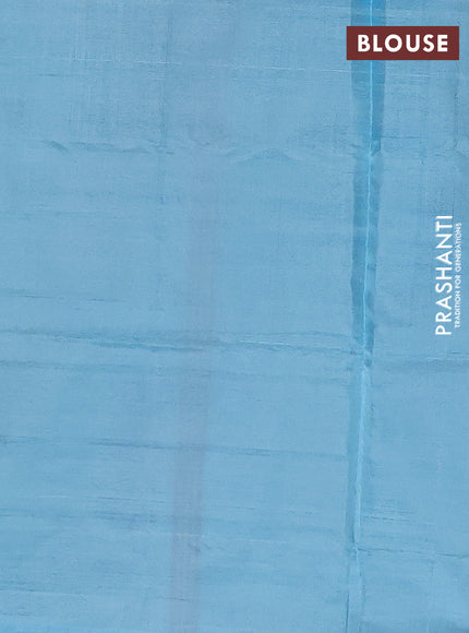 Banana pith saree violet and teal blue with allover checked pattern in borderless style