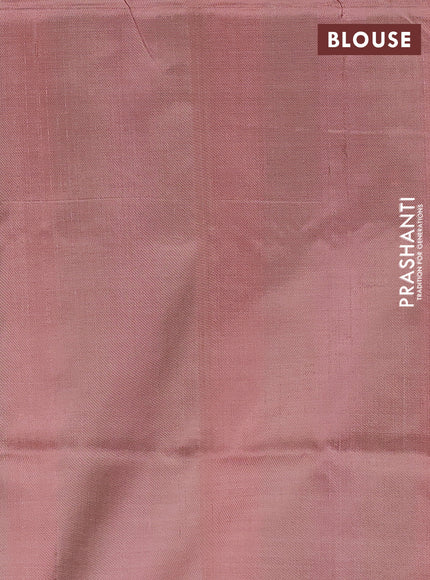 Banana pith saree green purple and dark peach with allover stripe pattern in borderless style