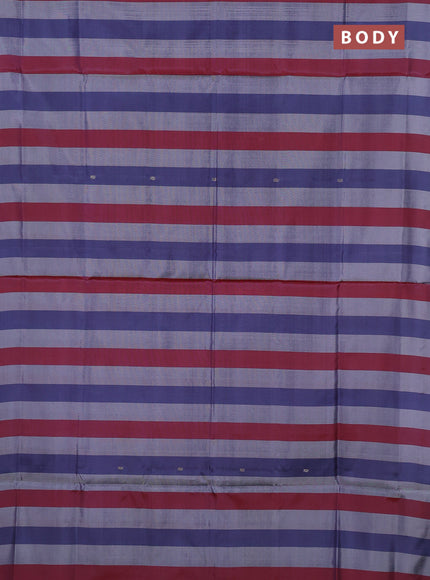 Banana pith saree grey maroon and pista green with allover stripe pattern in borderless style