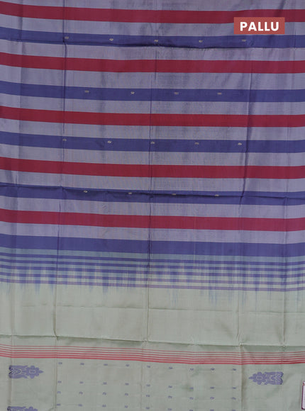 Banana pith saree grey maroon and pista green with allover stripe pattern in borderless style