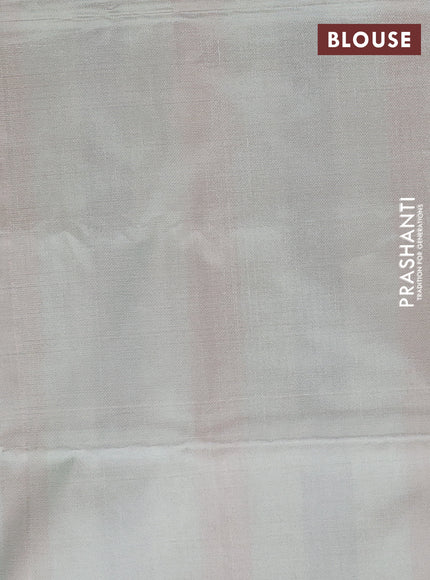 Banana pith saree grey maroon and pista green with allover stripe pattern in borderless style