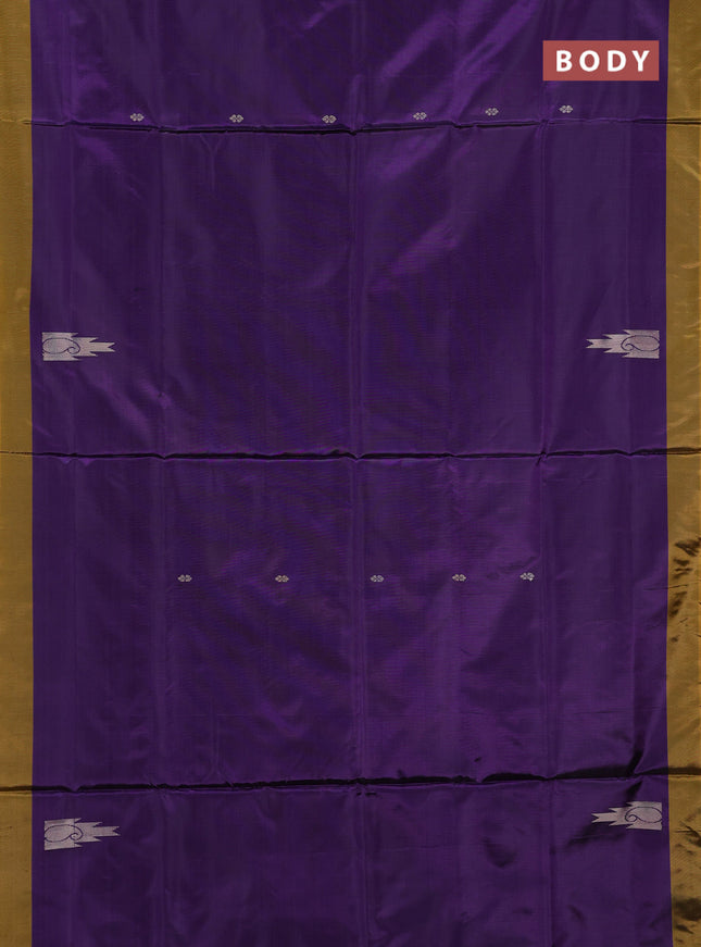 Banana pith saree violet and pale orange with thread woven buttas and simple border