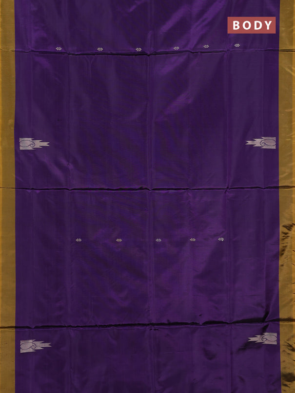 Banana pith saree violet and pale orange with thread woven buttas and simple border