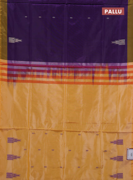 Banana pith saree violet and pale orange with thread woven buttas and simple border
