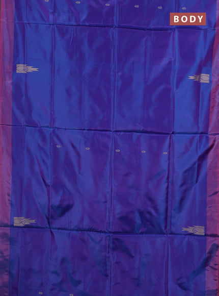 Banana pith saree dual shade of blue and pink with thread woven buttas and simple border