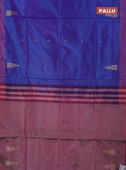 Banana pith saree dual shade of blue and pink with thread woven buttas and simple border