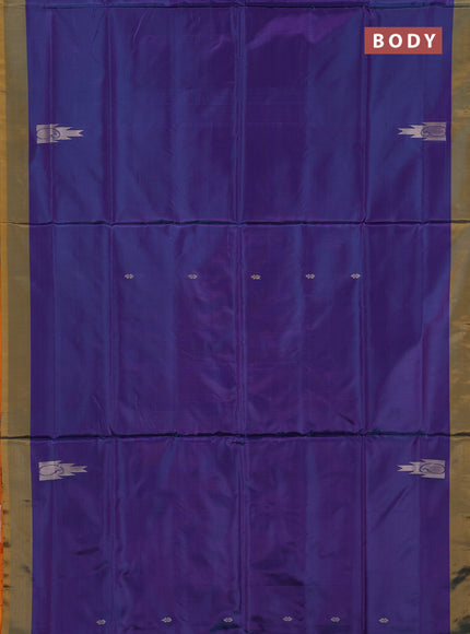 Banana pith saree purple and orange with thread woven buttas and simple border