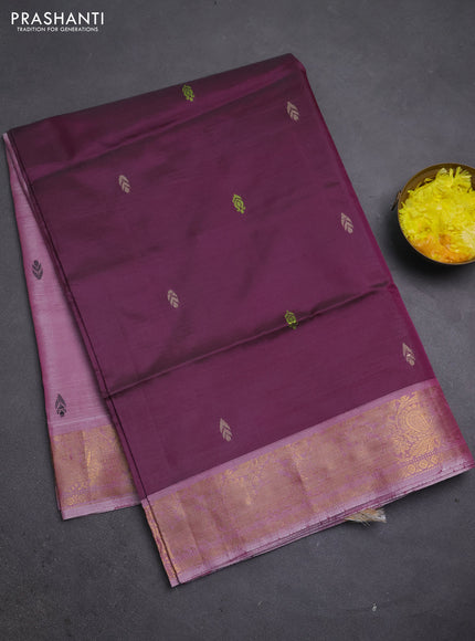 Banana pith saree wine shade and pastel maroon with thread woven buttas and zari woven border