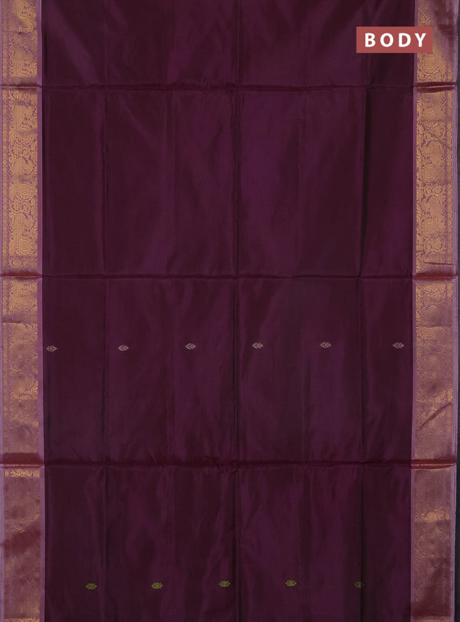 Banana pith saree wine shade and pastel maroon with thread woven buttas and zari woven border